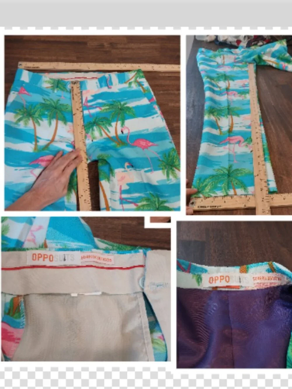 OppoSuits Mens 38 Jacket Pants Suit Tropical Flamingo Beach Party Blue Pink NEW.